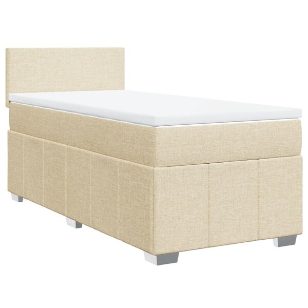 vidaXL Sommier à lattes de lit avec matelas Crème 90x200 cm Tissu