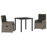 vidaXL Ensemble de salle à manger pour jardin 3 Pièces Gris polyrotin