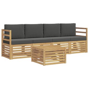 vidaXL Ensemble de canapés d'extérieur 5 Pièces Blanc et anthracite