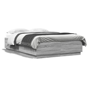 vidaXL Cadre de lit sans matelas sonoma gris 150x200 cm
