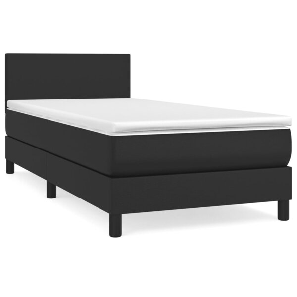 vidaXL Sommier à lattes de lit avec matelas Noir 90x200 cm Similicuir