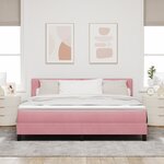 Lit Box Spring avec Matelas Rose Super King en Velours