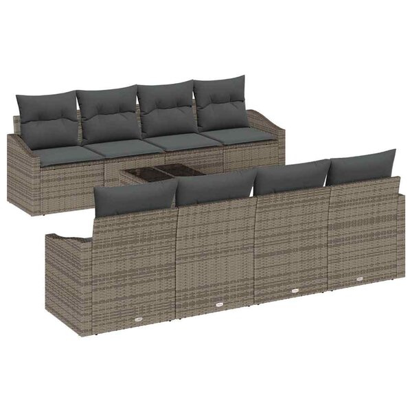vidaXL Ensemble de canapé de jardin Manuel 7 Pièces Gris 55 x 55 x 37 cm