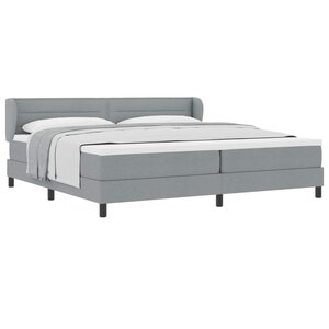 vidaXL Lit à ressorts avec matelas Gris clair 200 x 200 cm tissu