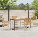 Ensemble de repas de jardin vidaXL 5 pièces Beige Poly Rattan Acacia