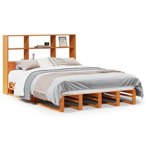 vidaXL Lit bibliothèque sans matelas cire marron 160x200cm bois massif