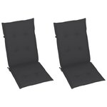 vidaXL Chaises de jardin lot de 2 et coussins anthracite Bois de teck