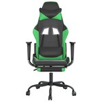 vidaXL Chaise de jeu avec repose-pied Noir et vert Similicuir