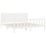 vidaXL Cadre de lit avec tête de lit blanc Super King Size bois massif