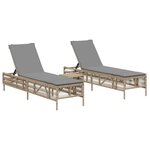 vidaXL Chaises longues lot de 2 avec table beige résine tressée
