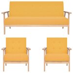 vidaXL Ensemble de canapés 3 Pièces Tissu Jaune