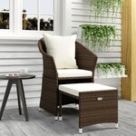 vidaXL Salon de jardin 2 Pièces avec coussins Marron Résine tressée