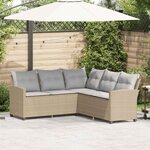 vidaXL Canapés en forme de L avec coussins beige résine tressée