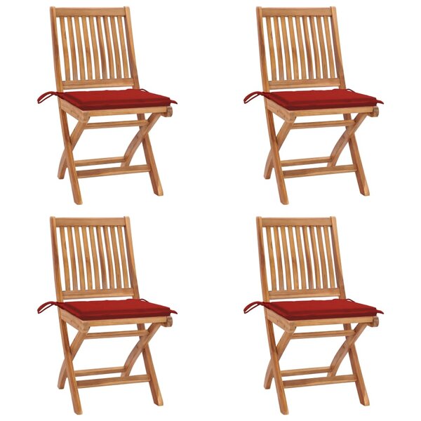 vidaXL Chaises pliables de jardin avec coussins lot de 4 Teck solide