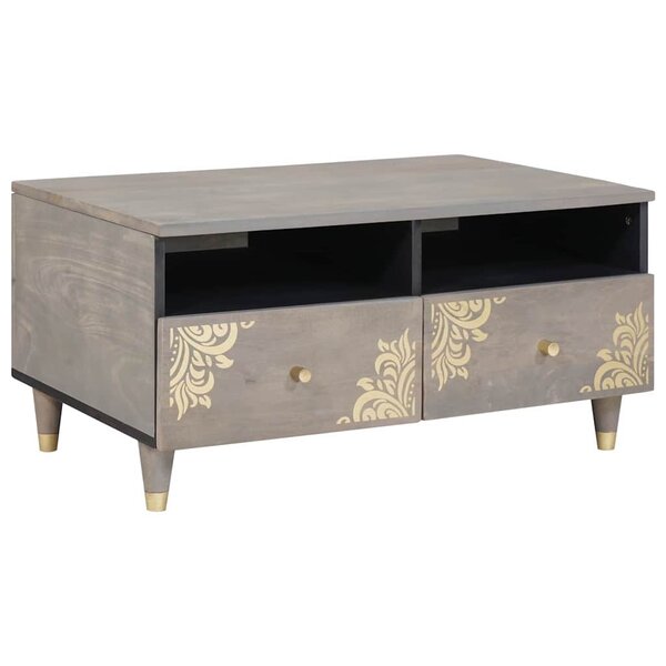 vidaXL Table basse Gris 80 x 54 x 40 cm Bois de mangue massif