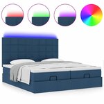 VidaXL Cadre de lit ottoman avec matelas bleu 180x200 cm tissu