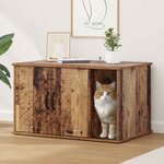 vidaXL Maison pour chat Bois ancien 85 x 55 x 50 cm Bois d'ingénierie