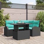 vidaXL Ensemble de canapé de jardin avec coussin 5 Pièces Noir Poly rotin
