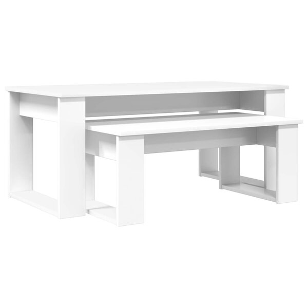 vidaXL Ensemble de tables basses 2 Pièces Blanc Bois d'ingénierie