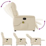 vidaXL Fauteuil de massage inclinable Crème Tissu