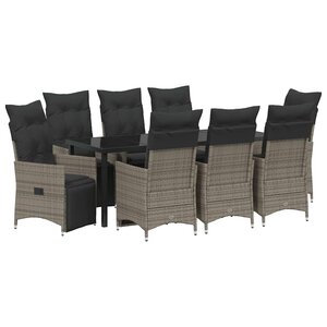 vidaXL Ensemble de salle à manger pour jardin 9 pc Gris polyrotin