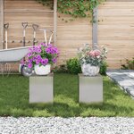 vidaXL Supports de plantes extérieurs Pilier 2 Pièces 24x24x35 cm Acier inoxydable