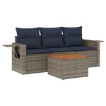 vidaXL Salon de jardin 4 Pièces avec coussins gris résine tressée