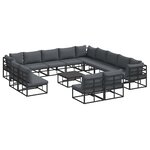 vidaXL Ensemble de canapé de jardin avec coussin 14 Pièces Noir Aluminium
