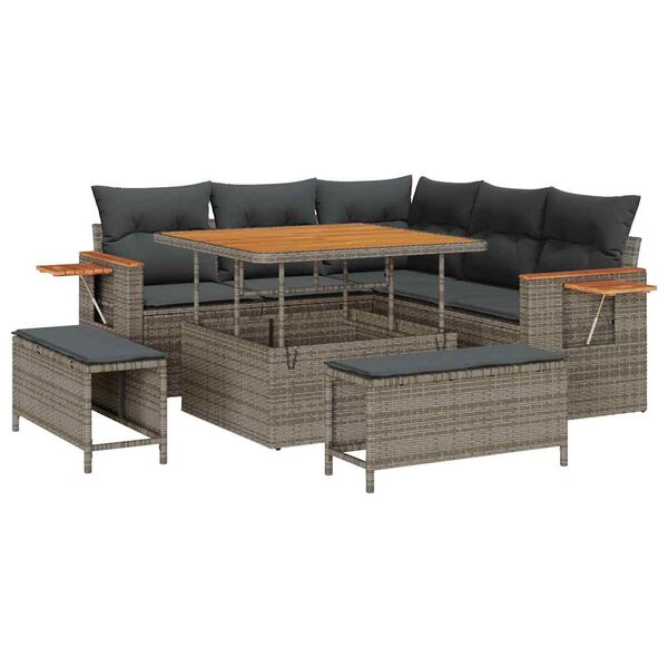 vidaXL Ensemble de canapé de jardin 8 Pièces Gris 100 x 100 x 71 cm
