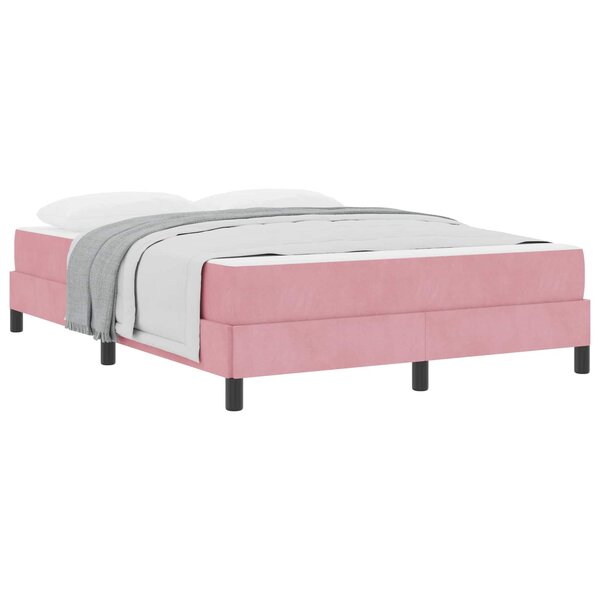vidaXL Lit à ressorts avec matelas Rose 140 x 190 cm tissu