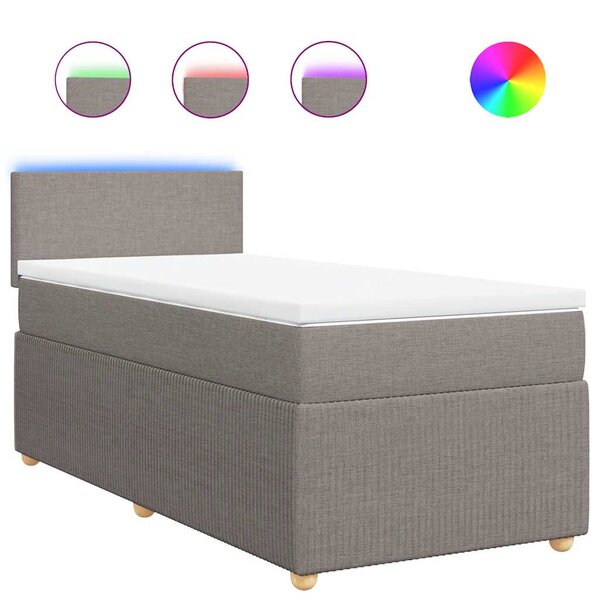 vidaXL Sommier à lattes de lit avec matelas Taupe 90x190 cm Tissu