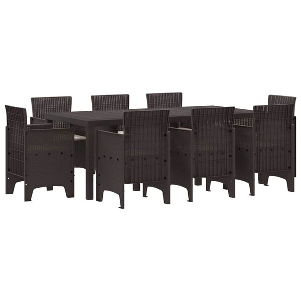 vidaXL Ensemble de salle à manger pour jardin 9 Pièces Marron Rattan Polt