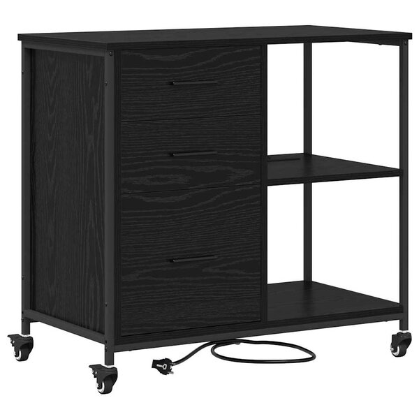 vidaXL Cabinet avec Station de Charge Chêne noir 76 x 41 x 72 cm