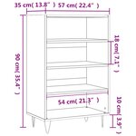 vidaXL Buffet haut blanc 57x35x90 cm bois d'ingénierie