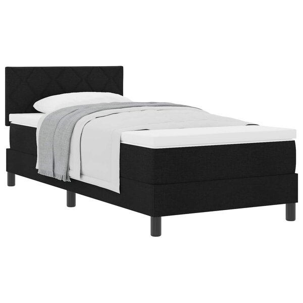vidaXL Lit à ressorts avec matelas Noir 90 x 200 cm tissu