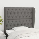 vidaXL Tête de lit avec oreilles Gris foncé 103x23x118/128 cm Tissu