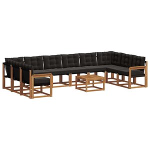 vidaXL Ensemble de canapés d'extérieur 11 pc Naturel et Noir
