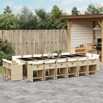 vidaXL Ensemble à manger de jardin et coussins 17 Pièces beige