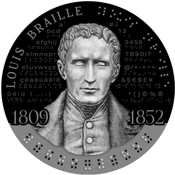 Pièce de monnaie en Argent 2000 Francs g 62.2 (2 oz) Millésime 2024 LOUIS BRAILLE