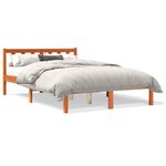 vidaXL Cadre de lit cire marron 135x190 cm bois de pin massif