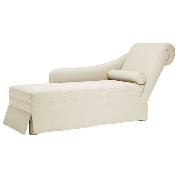 vidaXL Fauteuil long avec traversin et accoudoir droit crème velours