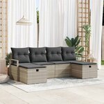 vidaXL Ensemble de canapé de jardin 6 Pièces Gris clair Poly rotin