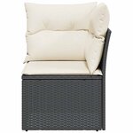 vidaXL Canapé d'angle de jardin avec coussins noir résine tressée