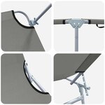 vidaXL Transat 2-personne 2 Pièces Gris 58 x 188 x 77cm tissu