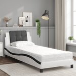 vidaXL Cadre de lit sans matelas Zadar blanc et noir 100x200 cm similicuir