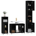 vidaXL Ensemble de meubles salle de bain 3 Pièces noir bois d'ingénierie