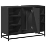 vidaXL Armoire lavabo de salle de bain noir 80x33x60cm bois ingénierie