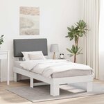 vidaXL Cadre de lit avec tête de lit rembourrée Gris clair 80 x 200 cm