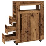 vidaXL Meuble étroit de salle de bain à roulettes vieux bois