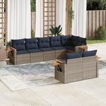 vidaXL Salon de jardin 8 Pièces avec coussins gris résine tressée